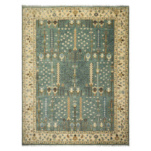 10x14 Celadon, Ivory, Brown Color Hand Knotted Oushak Wool Traditional Oriental Rug