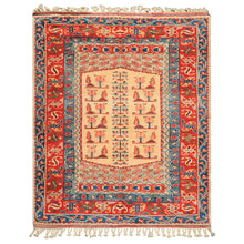 6x7 Ivory, Orange, Aqua Color Hand Knotted Turkish Kula Wool Traditional Oriental Rug