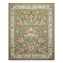 8x10 Sage, Cream, Blush Color Hand Hooked  Wool Traditional Oriental Rug