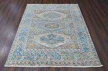 8x10 Gray, Aqua, Blue Color Hand Knotted Oushak Wool  Oriental Rug