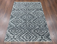 4x6 Dark Gray, Silver, Color Hand Knotted Oushak Wool  Oriental Rug