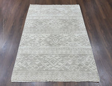 4x6 Beige, Gray, Color Hand Knotted Oushak Wool  Oriental Rug