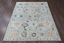 8x10 Blue, Aqua, Navy Color Hand Knotted Oushak Wool Transitional Oriental Rug