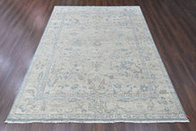 9x12 Gray, Beige, Blue Color Hand Knotted Oushak Wool Transitional Oriental Rug