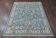 8x10 Blue, Blush, Green Color Hand Knotted Oushak Wool Arts and Crafts Oriental Rug