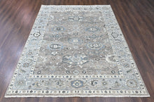 9x12 Gray, Ivory, Slate Color Hand Knotted Oushak Wool Transitional Oriental Rug