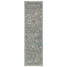 Multi Size Hand Knotted Wool Teal, Blush Oushak Arts and Crafts Rug