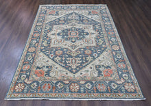 8'3x12 Slate, Beige, Blush Color Hand Knotted Oushak Wool  Oriental Rug