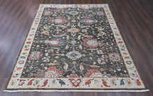 9x12 Charcoal, Slate, Rose Color Hand Knotted Oushak Wool Arts and Crafts Oriental Rug