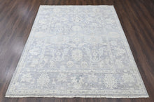 8x10 Gray, Slate, Multi Color Hand Knotted Oushak Wool Transitional Oriental Rug