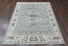 8x10 Slate, Gray, Brown Color Hand Knotted Oushak Wool Transitional Oriental Rug