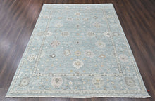 9x12 Celedon, Ivory, Gray Color Hand Knotted Oushak Wool Transitional Oriental Rug