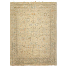 8'6x11'6 Faded Mint, Beige, Peach Color Hand Knotted Oushak Wool Arts & Crafts Oriental Rug