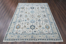 9x12 Beige, Brown, Gray Color Hand Knotted Oushak Wool Transitional Oriental Rug