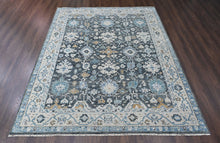 9x12 Gray, Slate, Beige Color Hand Knotted Oushak Wool Transitional Oriental Rug