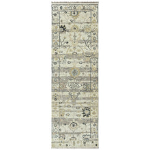 2'7"x8'5" Hand Knotted Wool Mint, Gray Oushak Transitional Rug