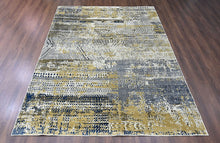9x12 Beige, Navy, Gold Color Power Loom Oushak Wool Modern Oriental Rug