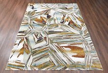 9x12 Ivory, Gray, Gold Color Power Loom Oushak Wool Modern Oriental Rug