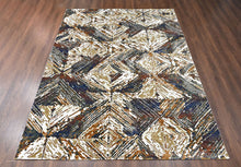 9x12 Ivory, Gold, Blue Color Power Loom Oushak Wool Modern Oriental Rug