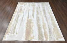 9x12 Ivory, Gray, Light Gold Color Power Loom Oushak Wool Modern Oriental Rug