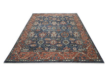 12x15 Navy, Burnt Orange, Beige Color Hand Knotted Oushak Wool Arts & Crafts Oriental Rug