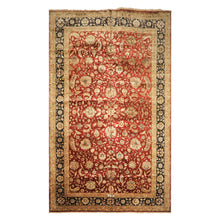 Palace Maroon, Black, Taupe Color Hand Knotted Agra New Zealand Wool & Silk Traditional Oriental Rug