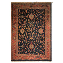 12x18 Navy, Rose, Turquoise Color Hand Knotted Indo Oushak Wool Traditional Oriental Rug