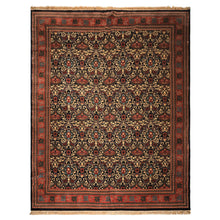 12x15 Mid Night Blue, Rose, Ivory Color Hand Knotted Indo Persian Wool Traditional Oriental Rug