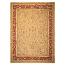 10x14 Tan, Gold, Burnt Orange Color Hand Knotted Soumak Wool Transitional Oriental Rug