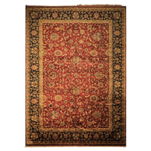 12x18 Burgundy, Black, Green Color Hand Knotted Agra New Zealand Wool Traditional Oriental Rug