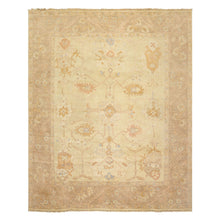 8x10 Ivory, Beige, Taupe Color Hand Knotted Oushak Wool Transitional Oriental Rug