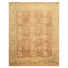 8x10 Brown, Gold, Slate Color Hand Knotted Oushak Wool Transitional Oriental Rug