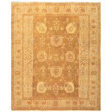 8x10 Antique Gold, Beige, Gray Color Hand Knotted Oushak Wool Transitional Oriental Rug