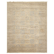 8x10 Beige, Taupe, Slate Color Hand Knotted Khotan Wool Transitional Oriental Rug
