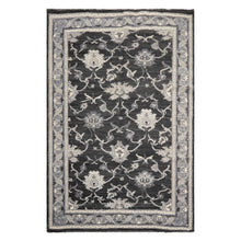 6x9 Charcoal, Gray, Graphite Color Hand Knotted Oushak Wool Traditional Oriental Rug
