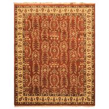 8x10 Rust, Beige, Light Gold Color Hand Knotted Agra Wool Traditional Oriental Rug