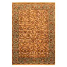 6x9 Gold, Turquoise, Rust Color Hand Knotted Oushak Wool Traditional Oriental Rug