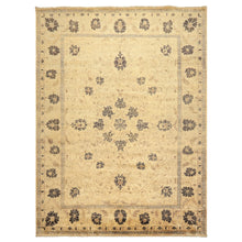 9x12 Beige, Brown, Chocolate Color Hand Knotted Oushak New Zealand Wool Transitional Oriental Rug