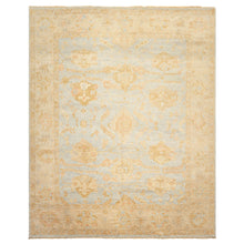 8x10 Blue, Slate, Taupe Color Hand Knotted Oushak Wool Transitional Oriental Rug