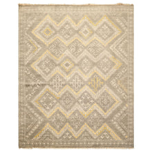 8x10 Mossy Gray, Gold, Muted earth tones Color Hand Knotted Oushak Wool Transitional Oriental Rug
