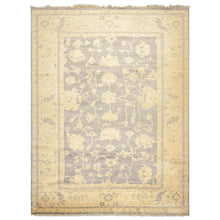 9x12 Gray, Ivory, Washed out Muted earth tones Color Hand Knotted Oushak New Zealand Wool Transitional Oriental Rug