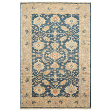 6x9 Navy, Gray, Beige Color Hand Knotted Oushak Wool Traditional Oriental Rug