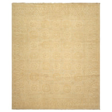 8x10 Beige, Tan, Celadon Color Hand Knotted Oushak Wool Transitional Oriental Rug