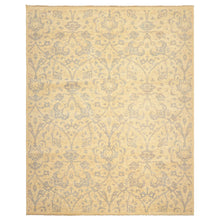 8x10 Ivory, Gray, Teal Color Hand Knotted Peshawar Wool Transitional Oriental Rug