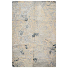 6x9 Beige, Gray, Blue Color Hand Knotted Sherpa Wool & Bamboo Silk Transitional Oriental Rug