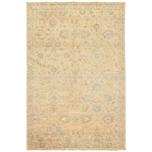 6x9 Beige, Aqua, Light Blue Color Hand Knotted Oushak Wool Transitional Oriental Rug