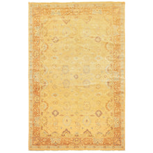 6x9 Warm Beige, Light Gold, Caramel Color Hand Knotted Oushak New Zealand Wool Traditional Oriental Rug