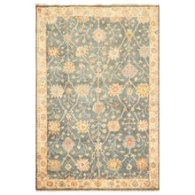 6x9 Teal, Green, Ivory Color Hand Knotted Oushak Wool Traditional Oriental Rug