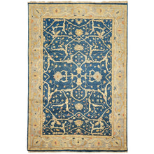 6x9 Navy, Slate, Beige Color Hand Knotted Oushak Wool Traditional Oriental Rug