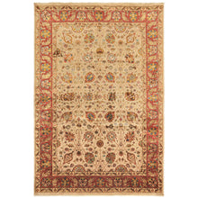6x9 Tan, Maroon, Gold Color Hand Knotted Kashan Wool & Silk Traditional Oriental Rug